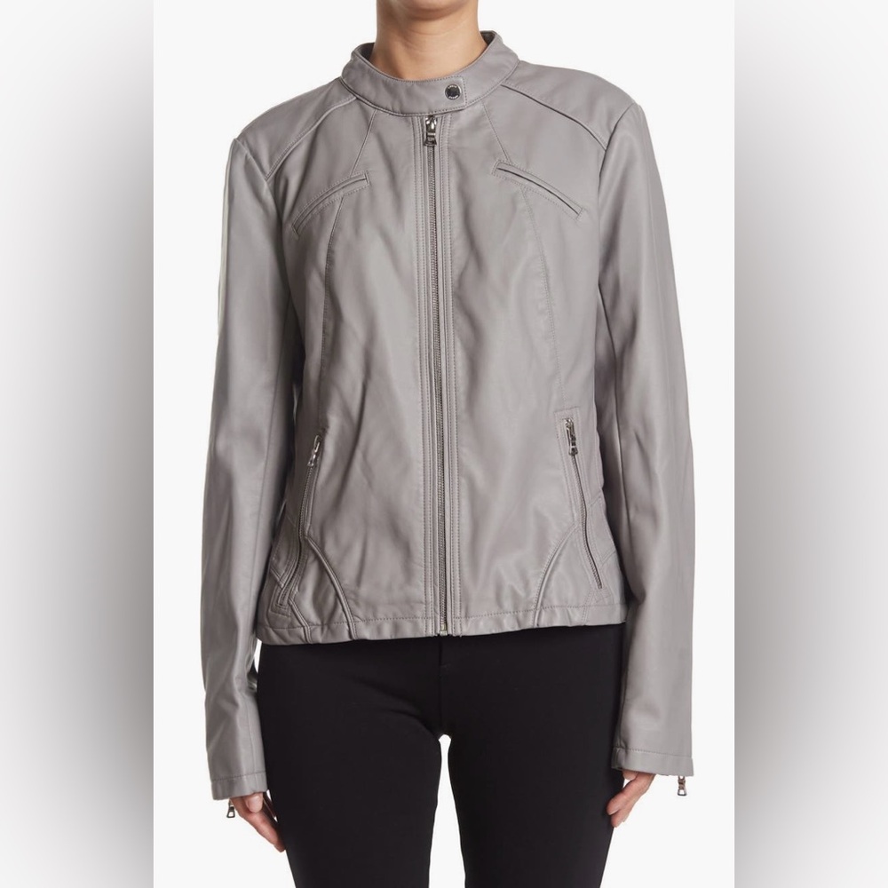 GUESS Faux Leather Racer Jacket - Picture 4 of 5